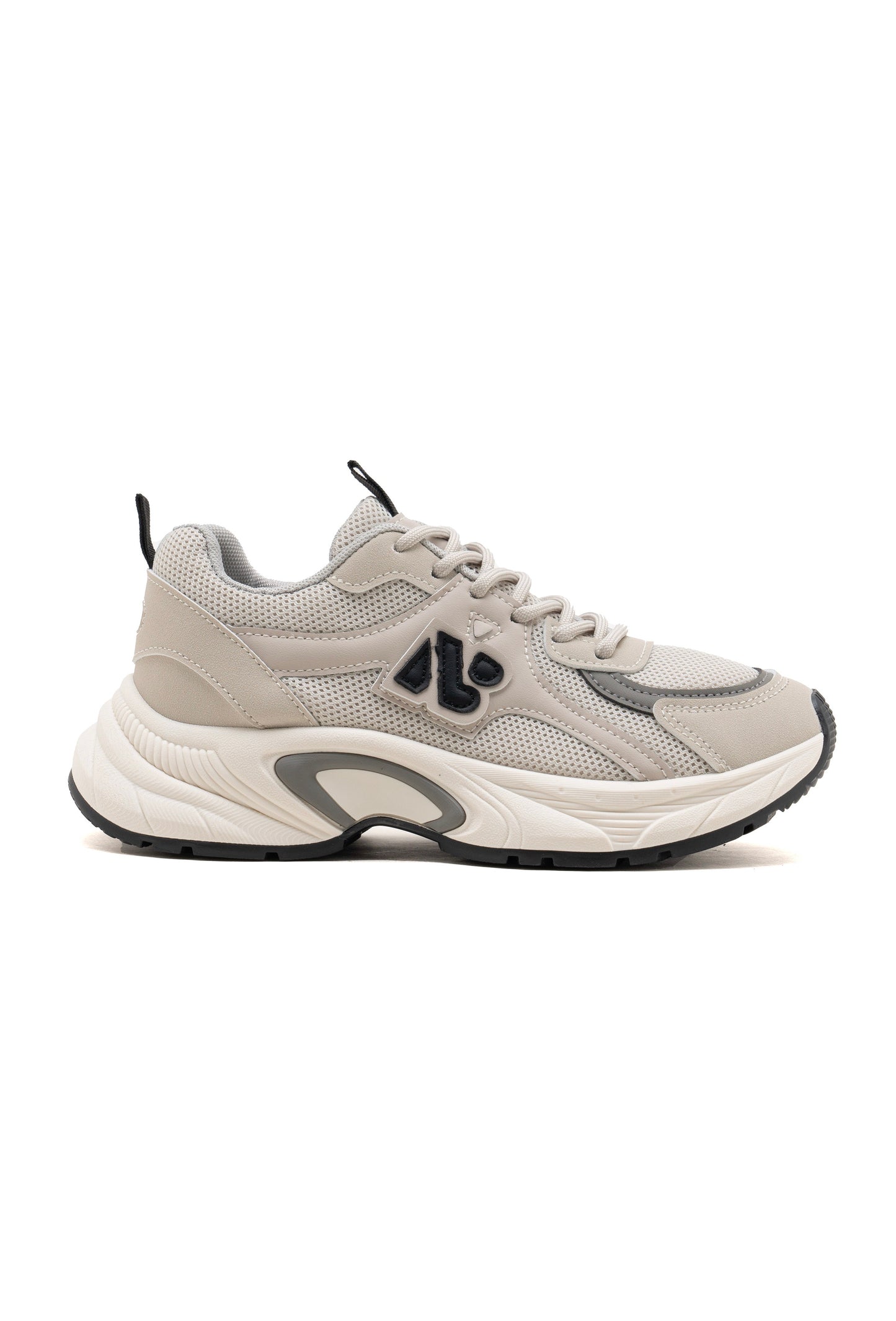 Grey with Beige Lace Up Trainers