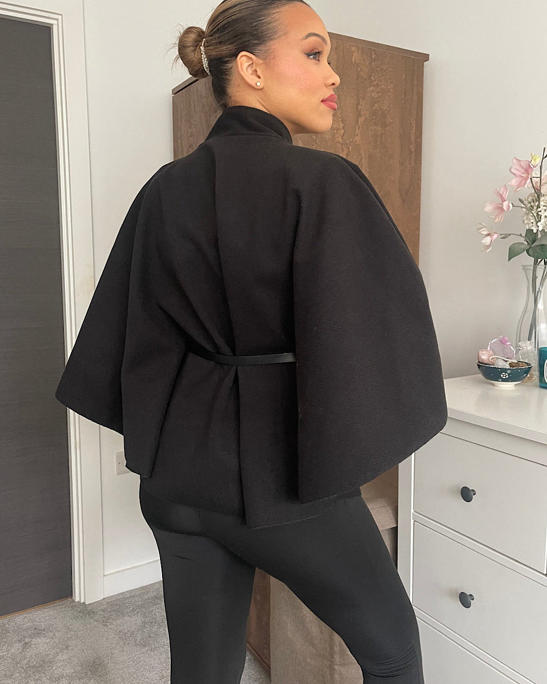 Black Belted Cape Poncho