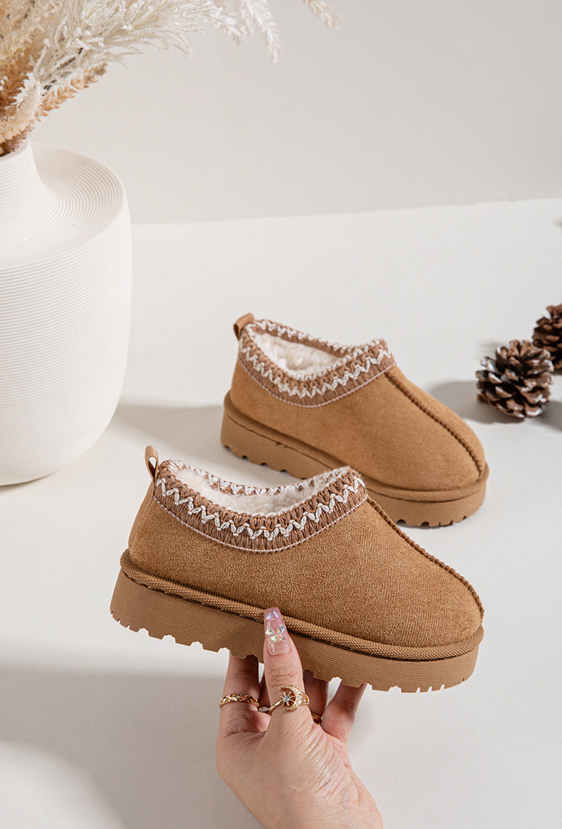 Kids Camel Faux Suede Boots