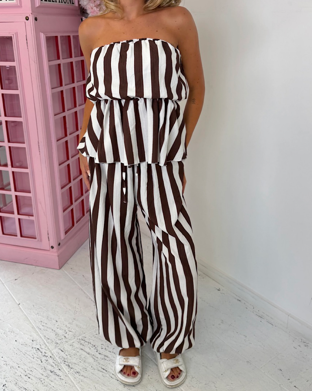 Chocolate & White Stripe Suit