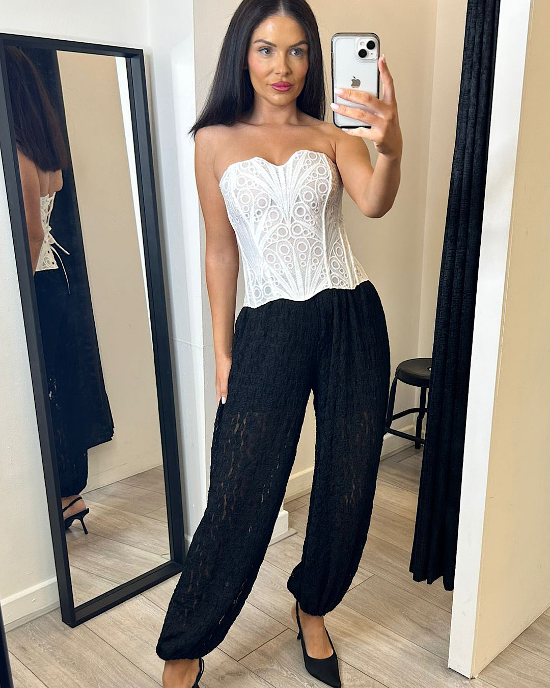 Black Lace Jogger Trousers