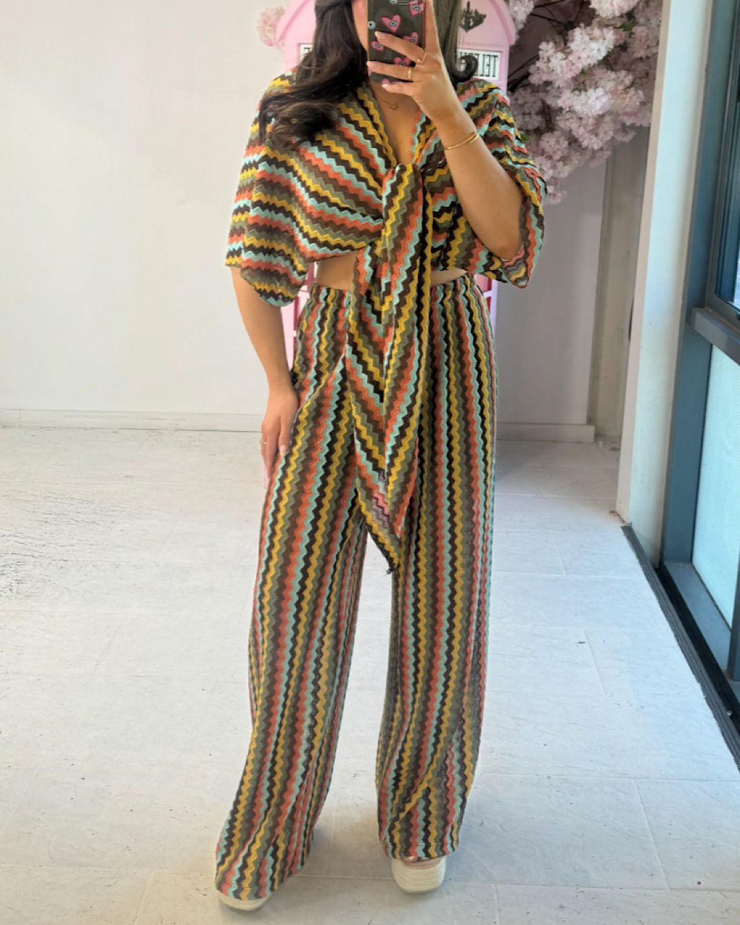 Zig Zag Tie Front Co Ord