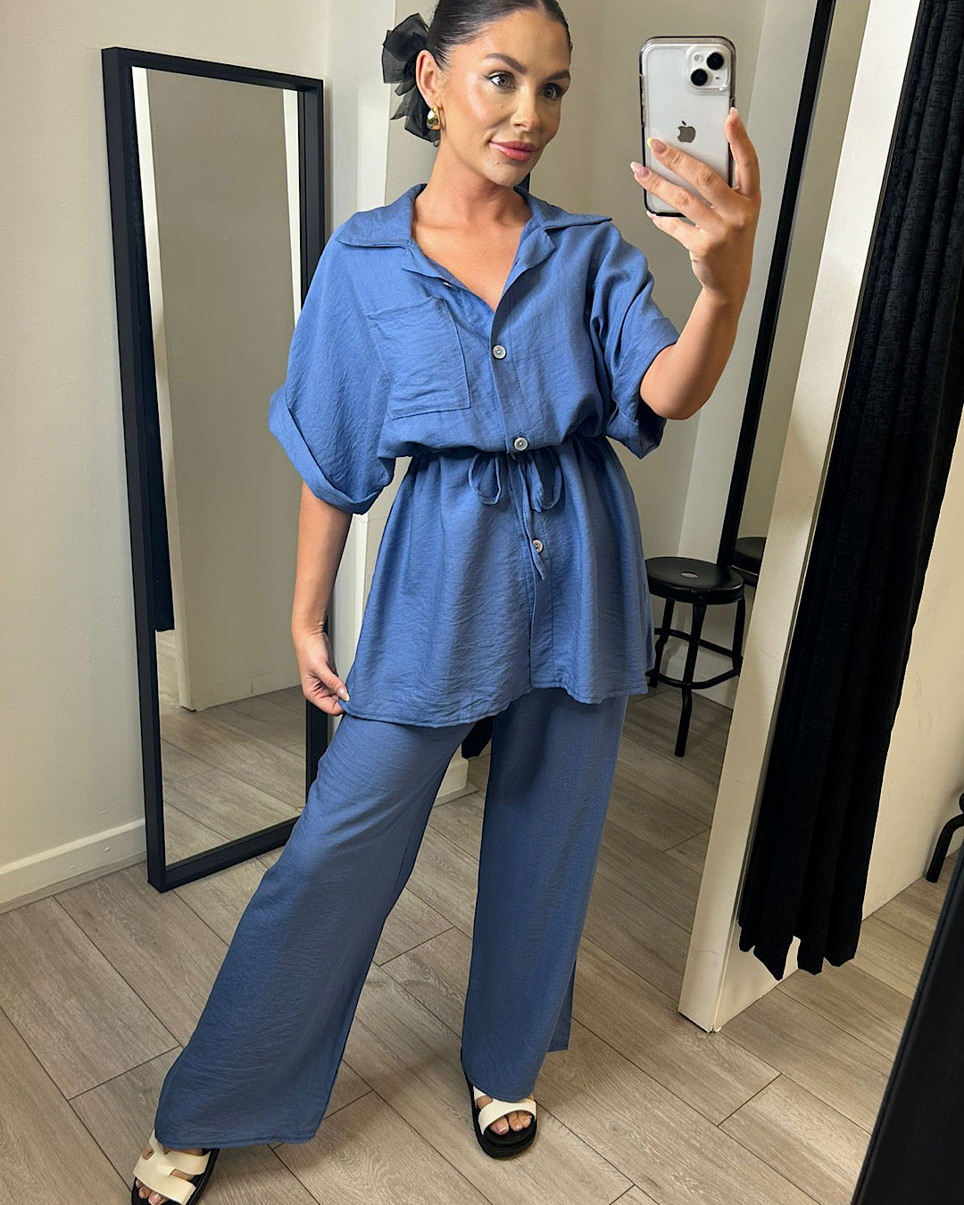 Denim Blue Shirt and Trousers Co Ord Suit