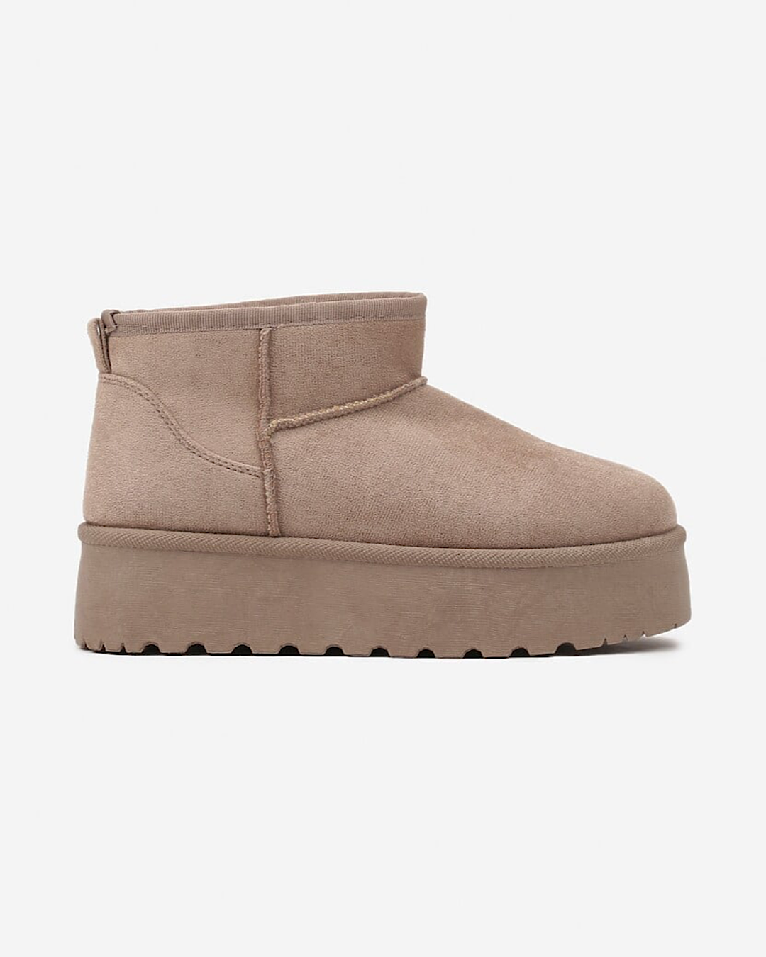 Beige Faux Suede Platform Boots
