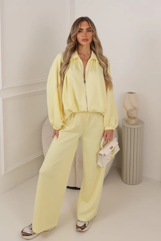 Yellow Drape Bomber Suit