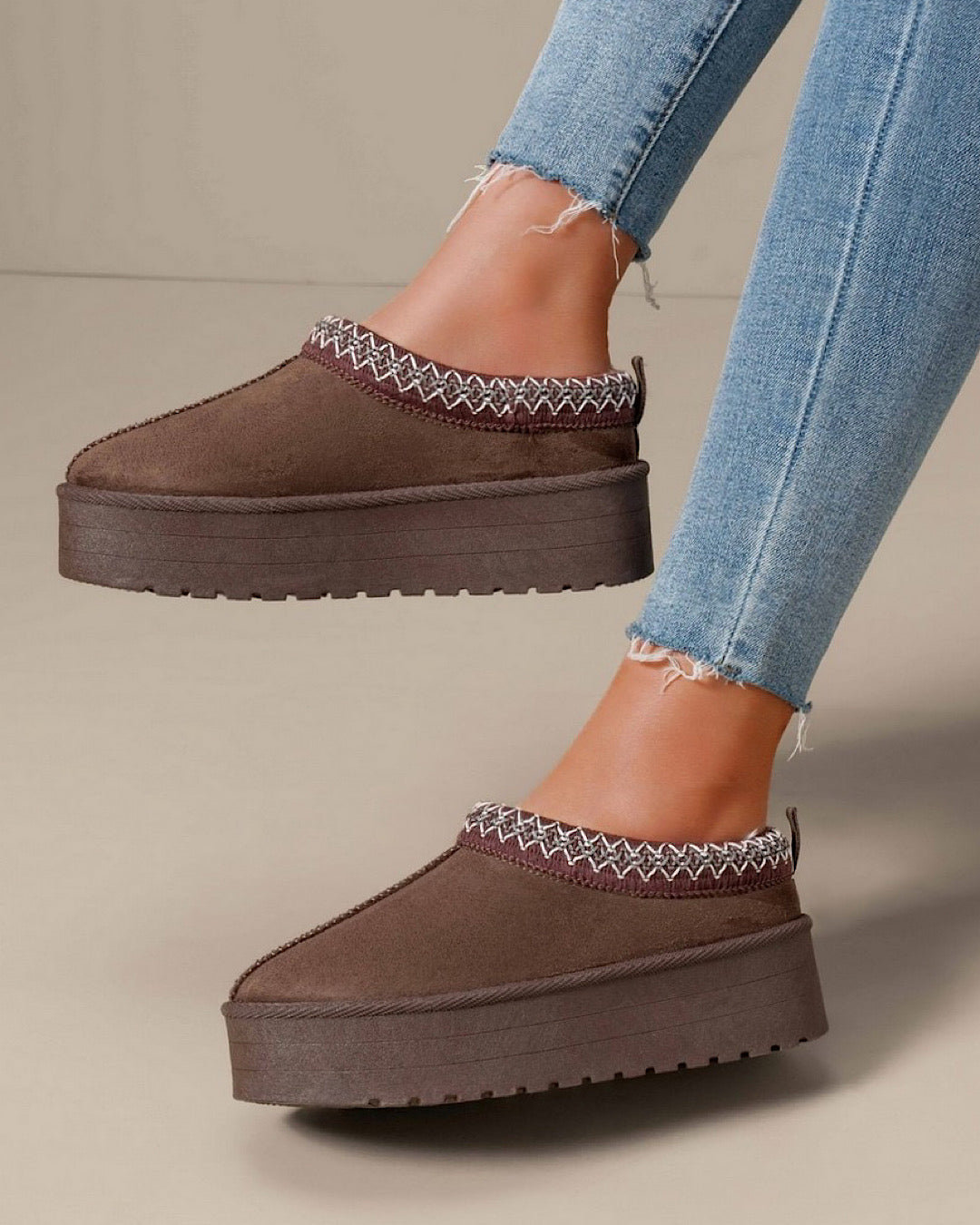 Chocolate Faux Suede Platform Boots