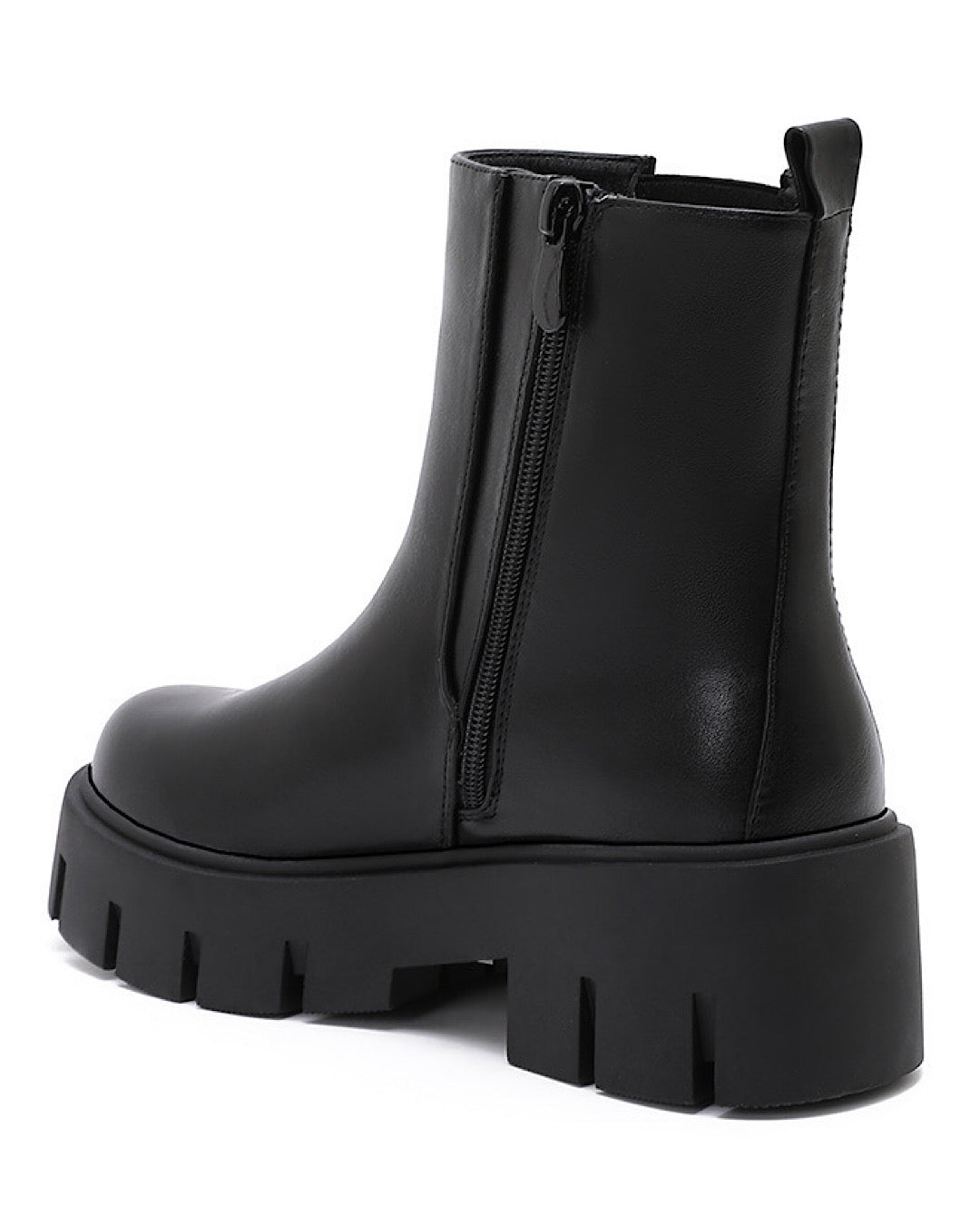 Black Faux Leather Chelsea Boots