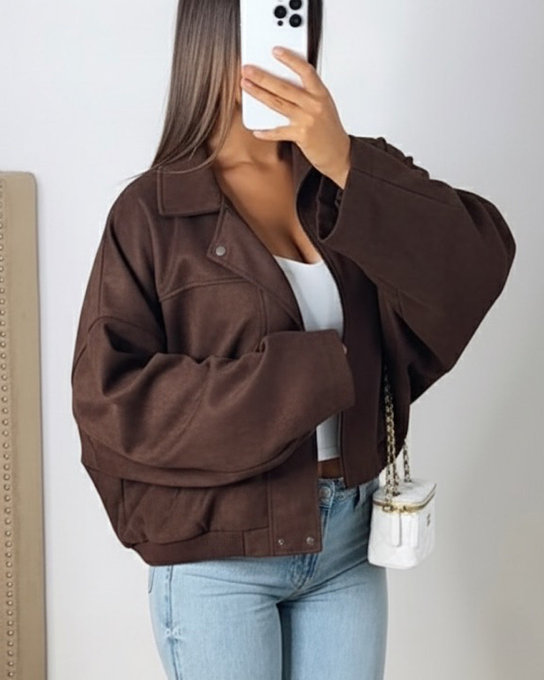 Brown Faux Suede Jacket
