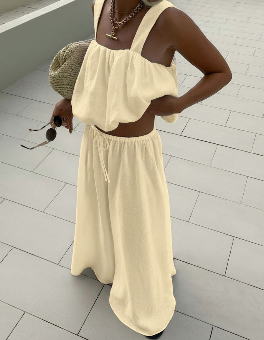 Lemon Bubble Top and Trousers Set