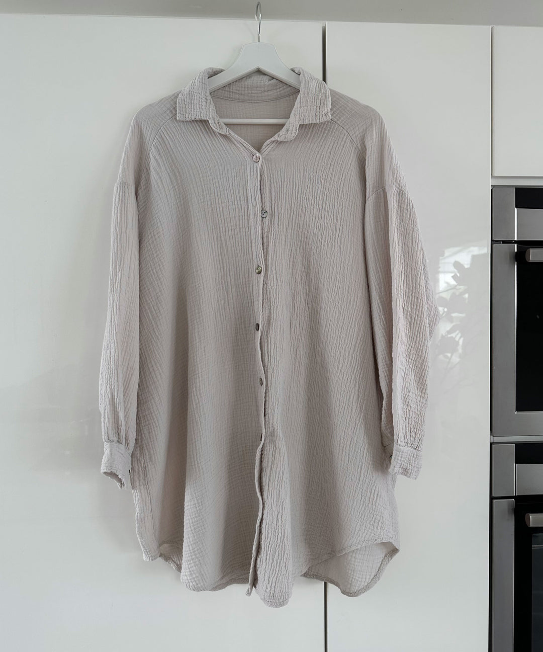 Beige Oversized Sequin Eye Shirt
