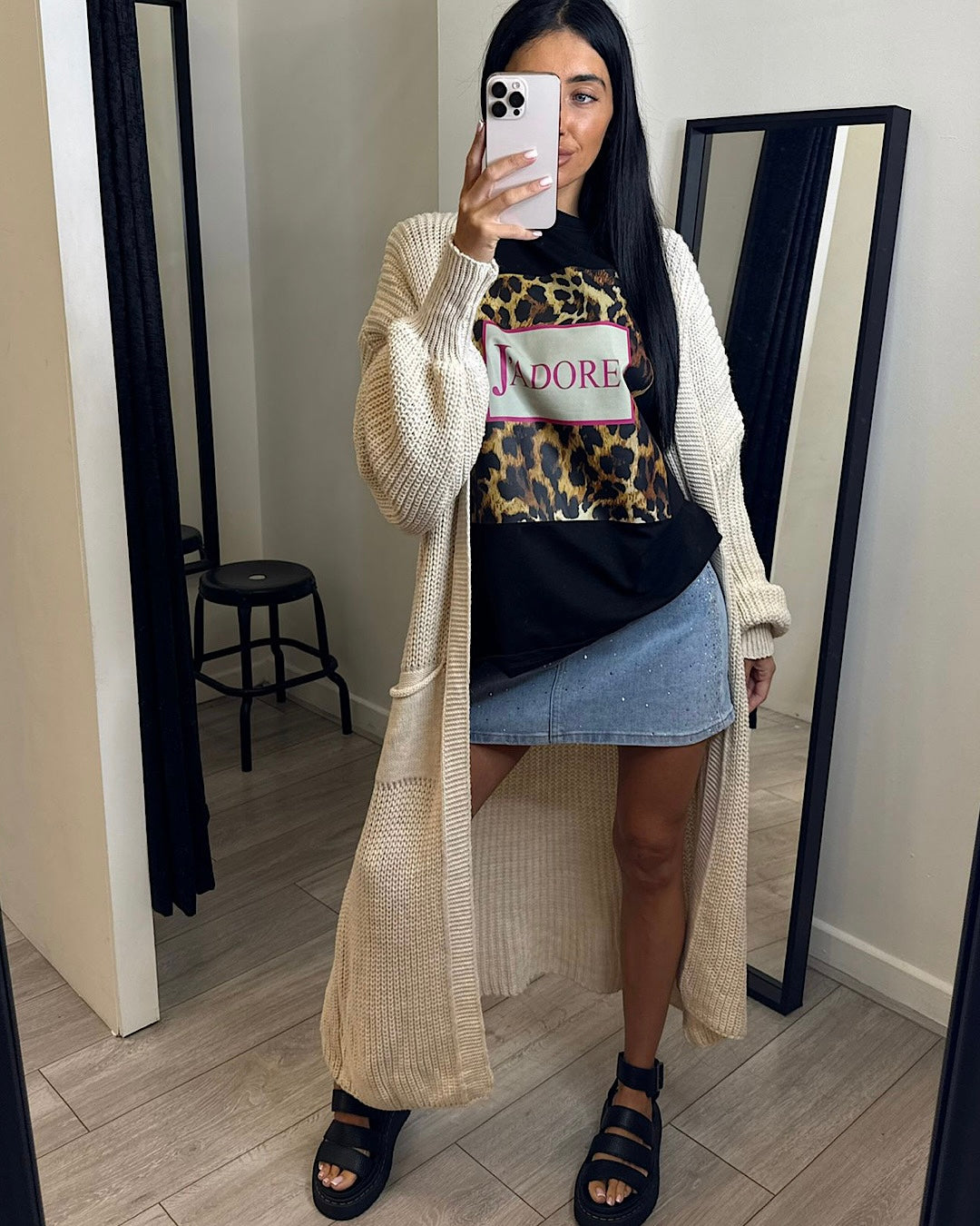 Beige Oversized Cardigan