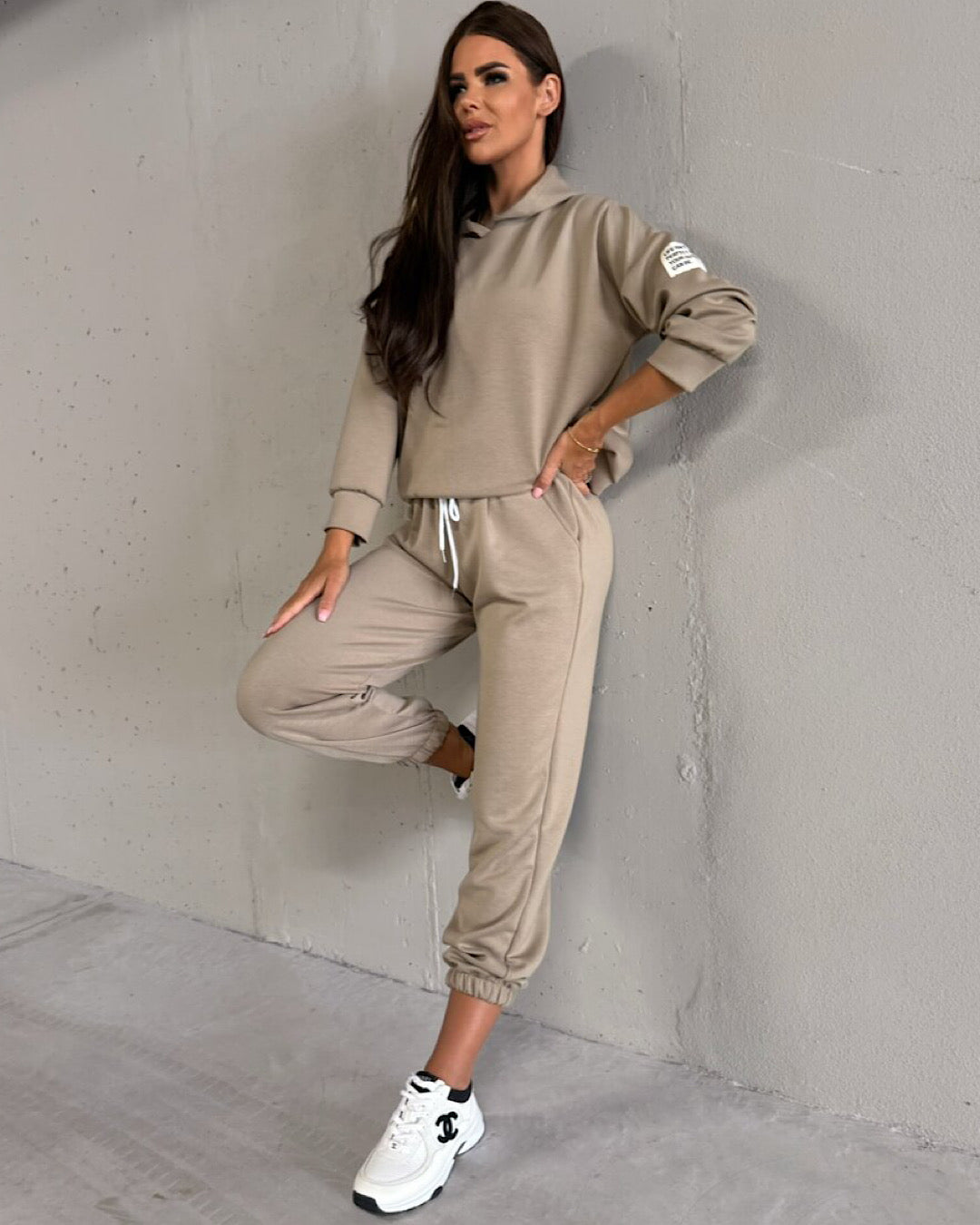 Beige Overhead Hoody and Joggers Suit