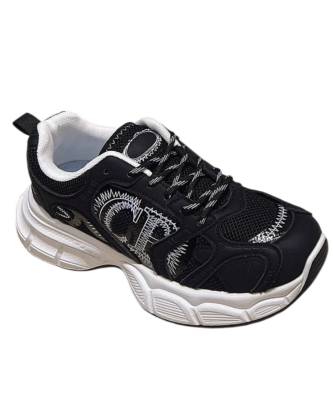 Black White D Chunky Trainers
