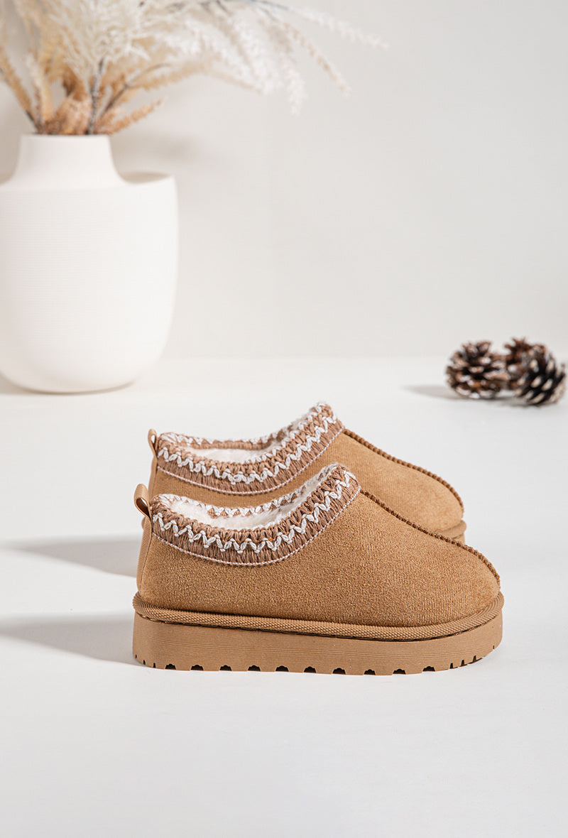 Kids Camel Faux Suede Boots