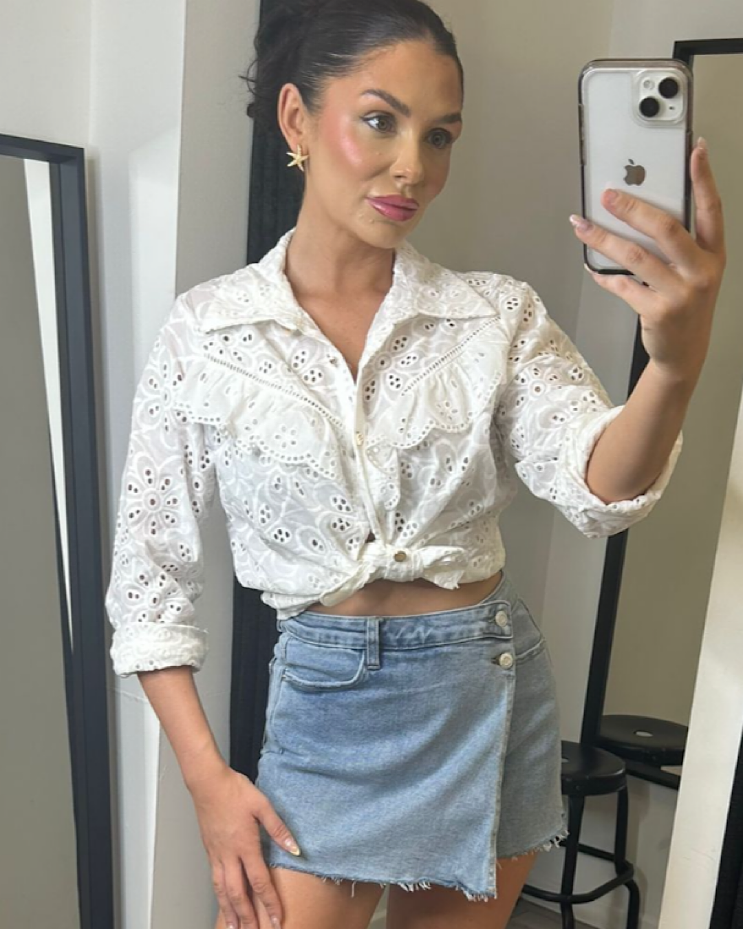 Blue Denim Wrap Over Skort