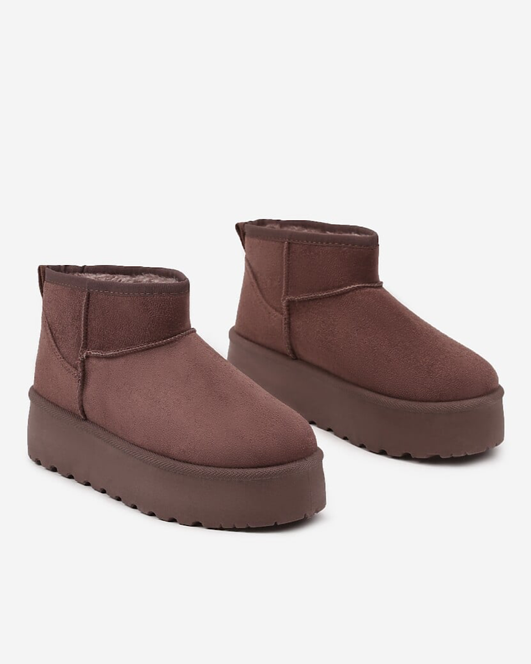 Chocolate Faux Suede Platform Boots