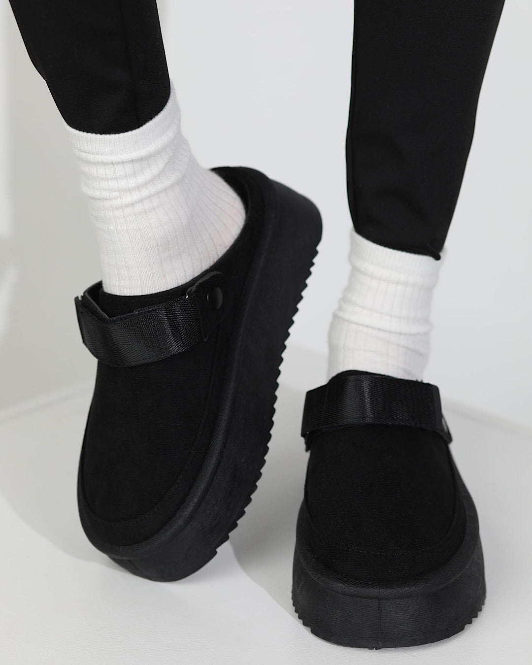 Black Faux Suede Platform Boots