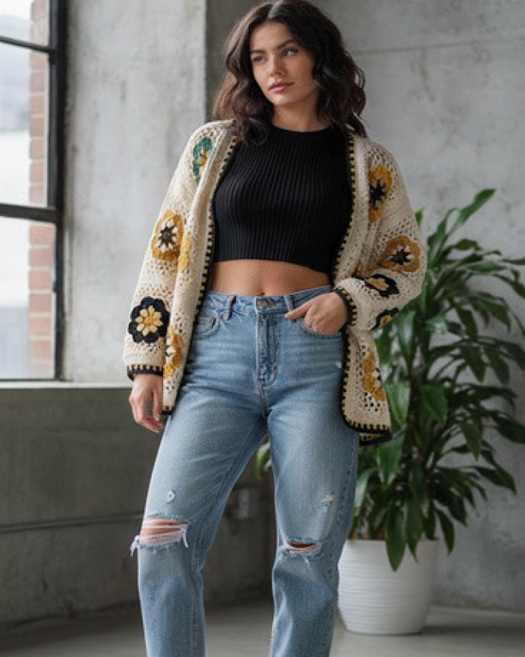 Floral Crochet Cardigan