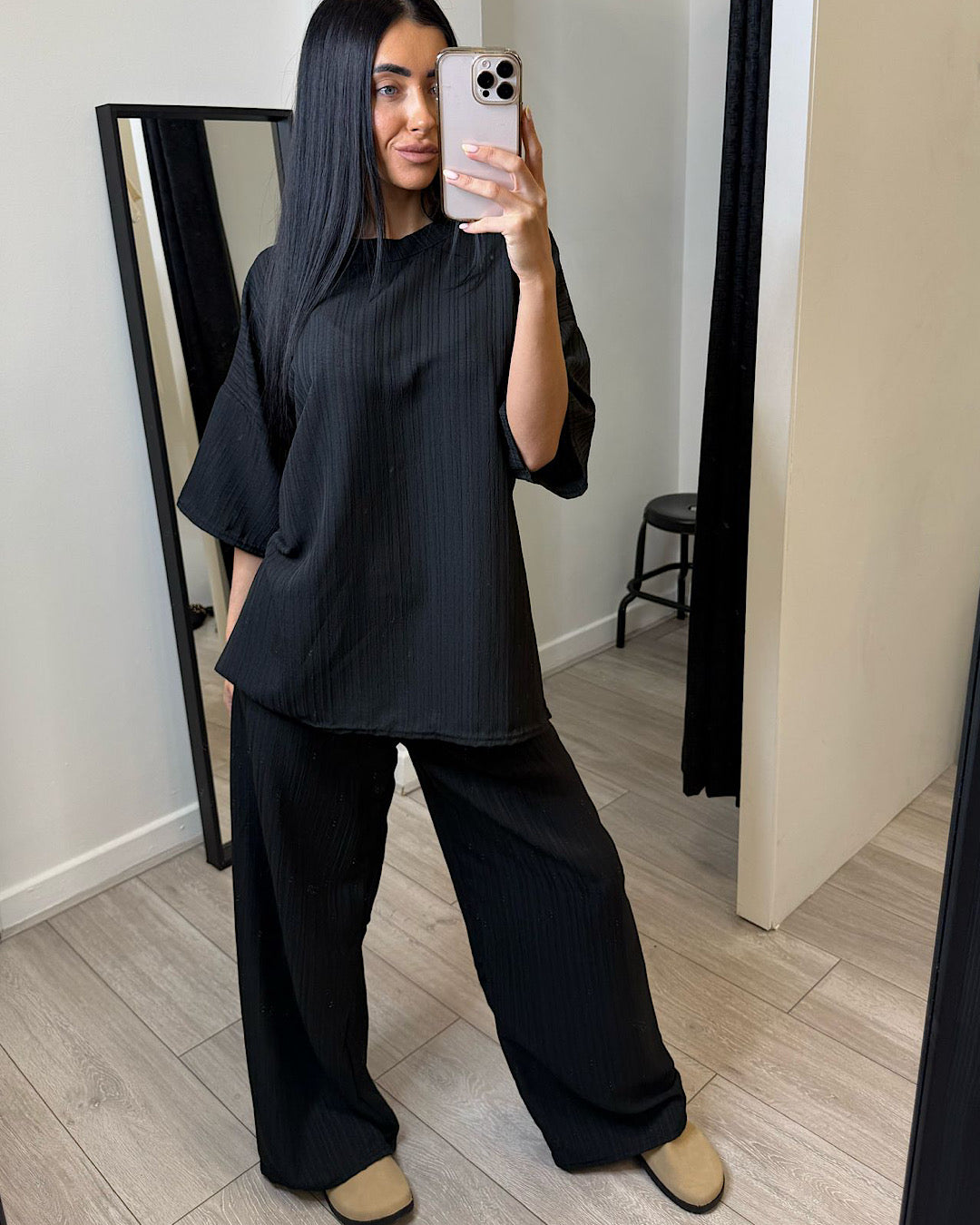Black Oversized Top and Trousers Suit