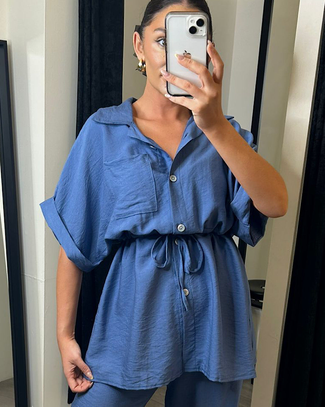 Denim Blue Shirt and Trousers Co Ord Suit
