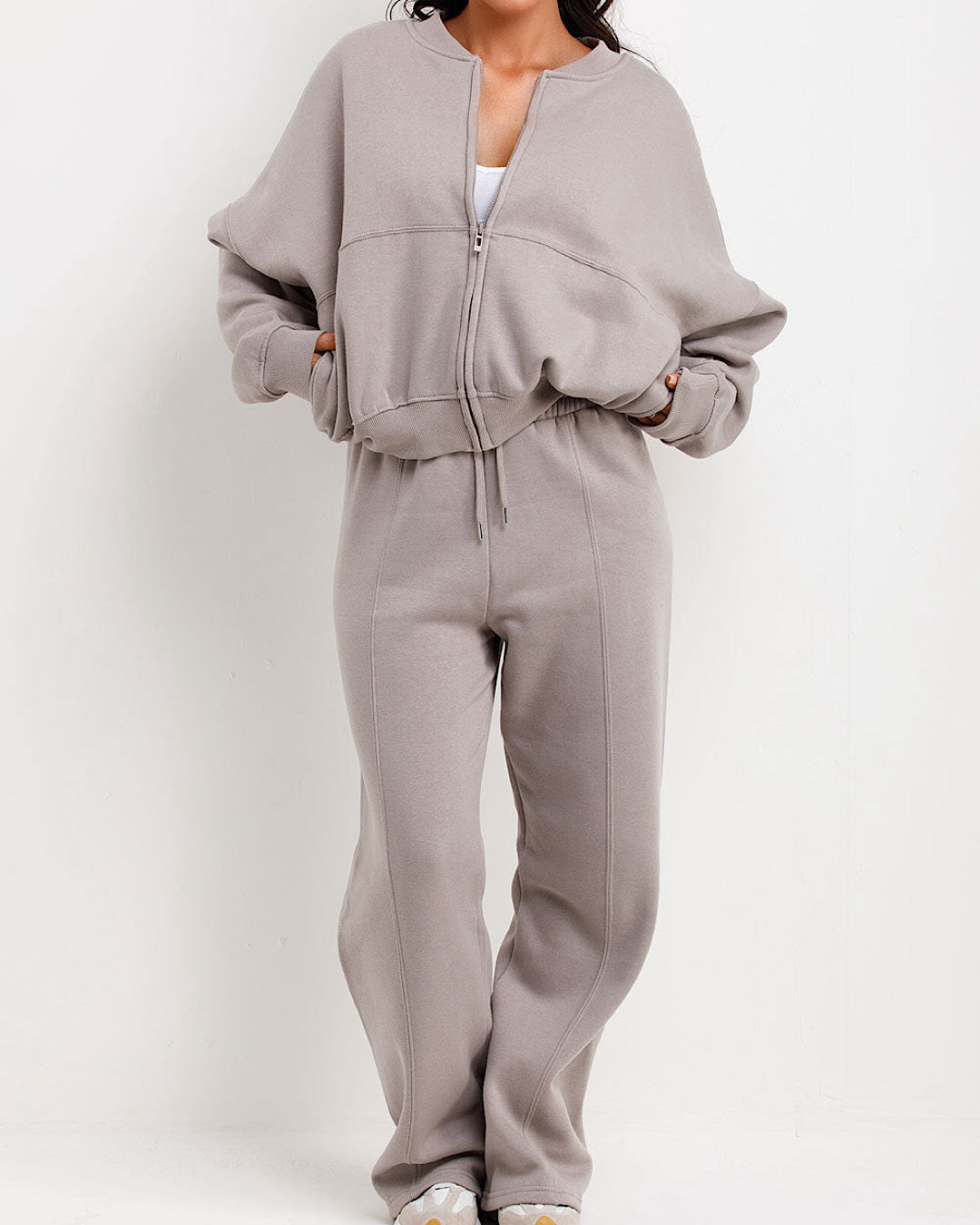 Dove Grey Bomber Jacket and Joggers Suit