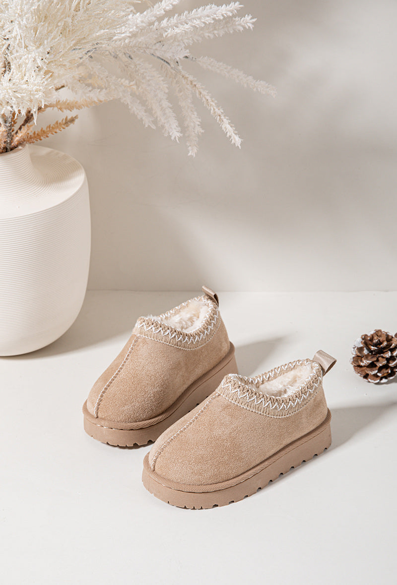Kids Beige Faux Suede Boots
