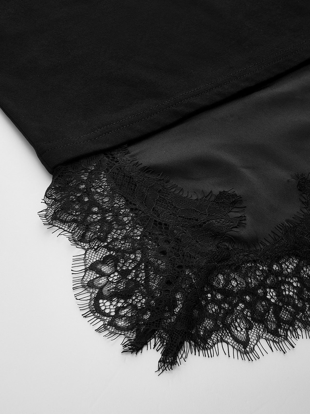 Black Lace Hem Tee Dress