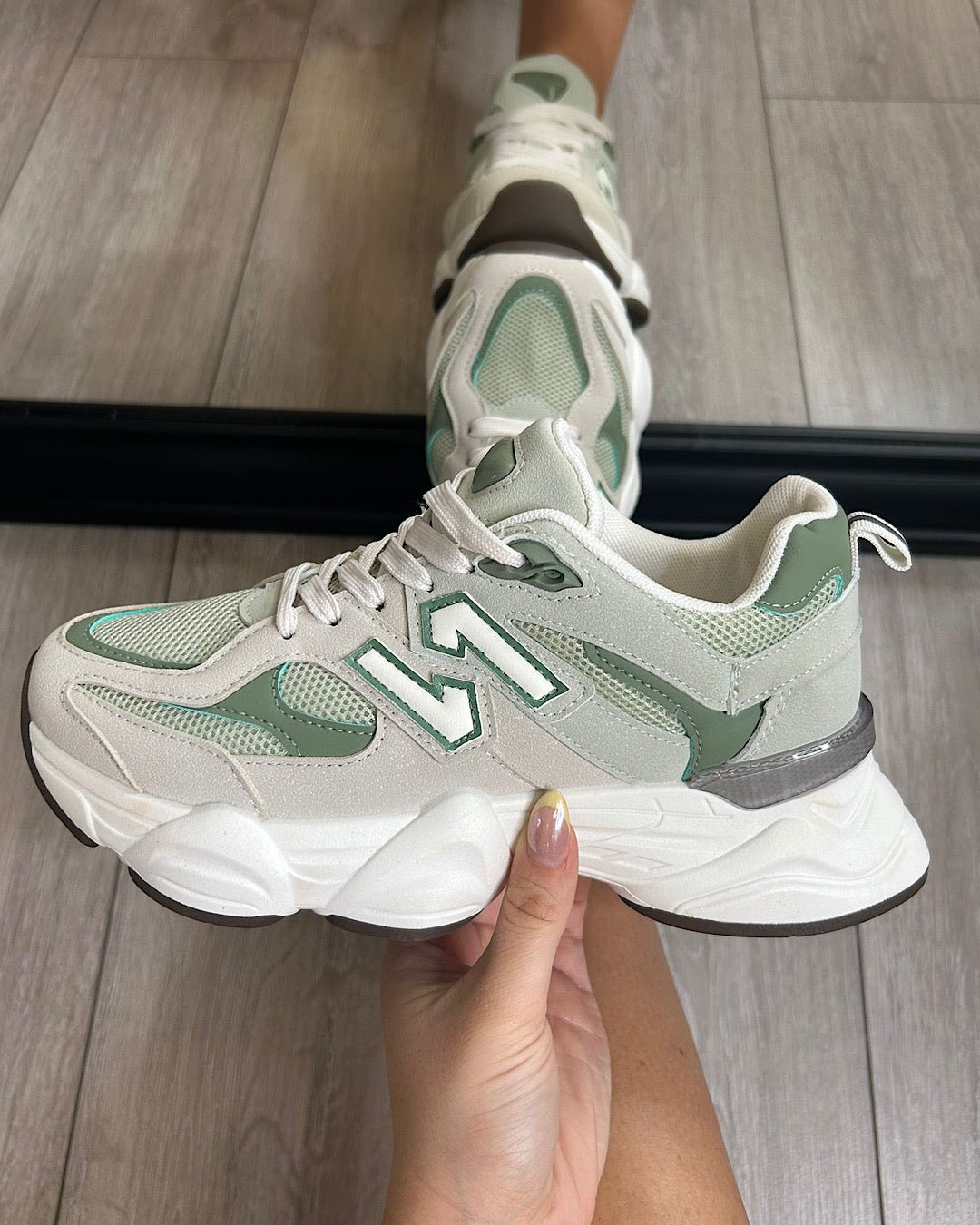 Khaki Beige Chunky Lace Up Trainers