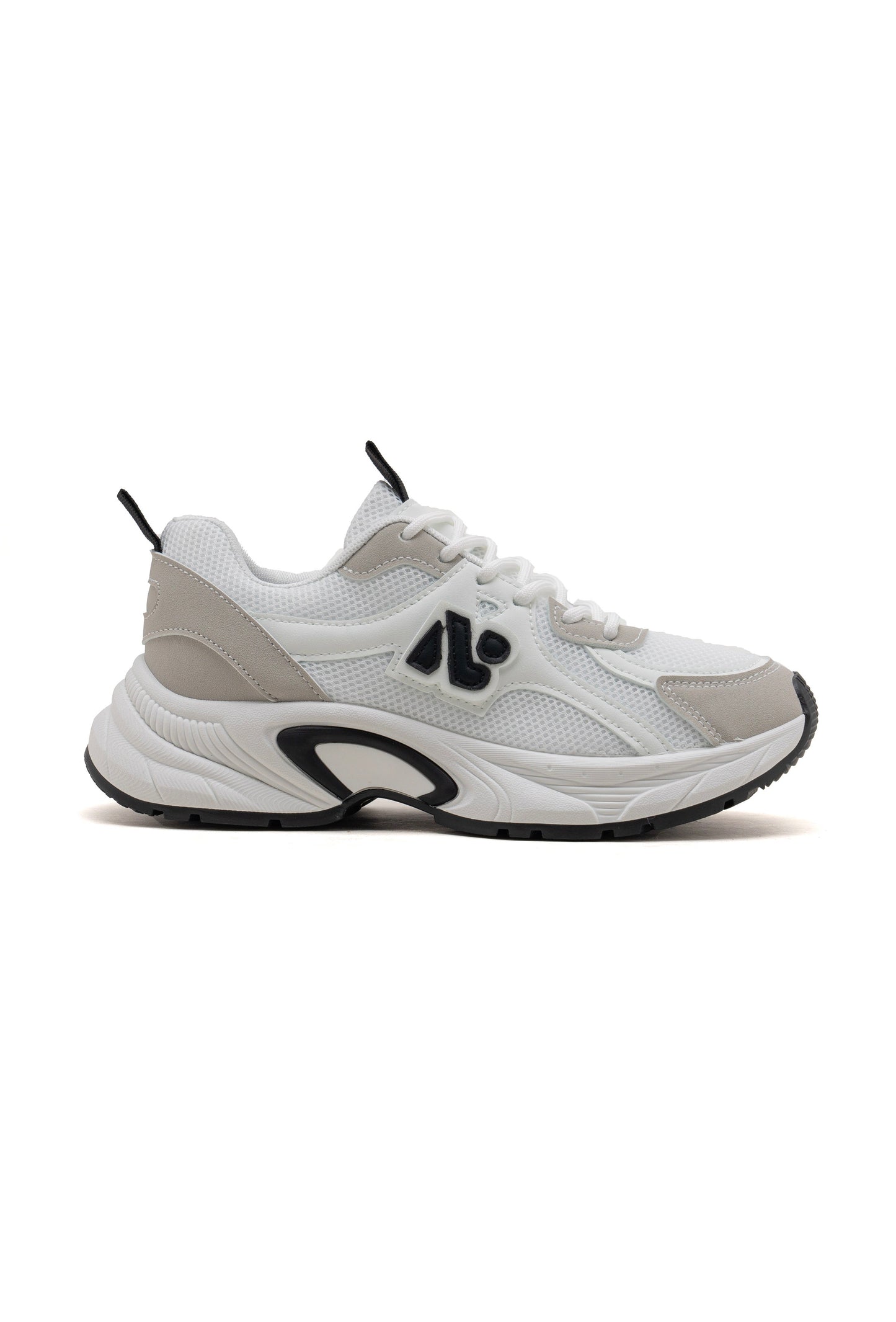 White with Black Lace Up Trainers