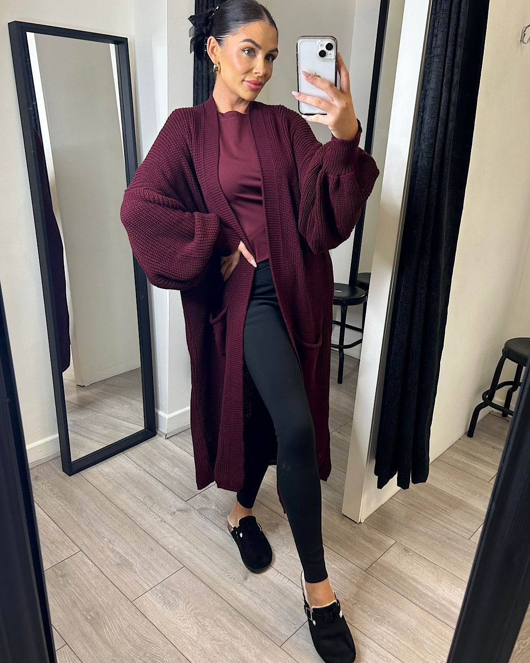 Burgundy Oversized Cardigan
