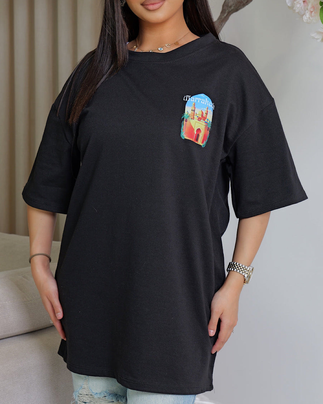 Marrakesh Oversized Black Tee Dress