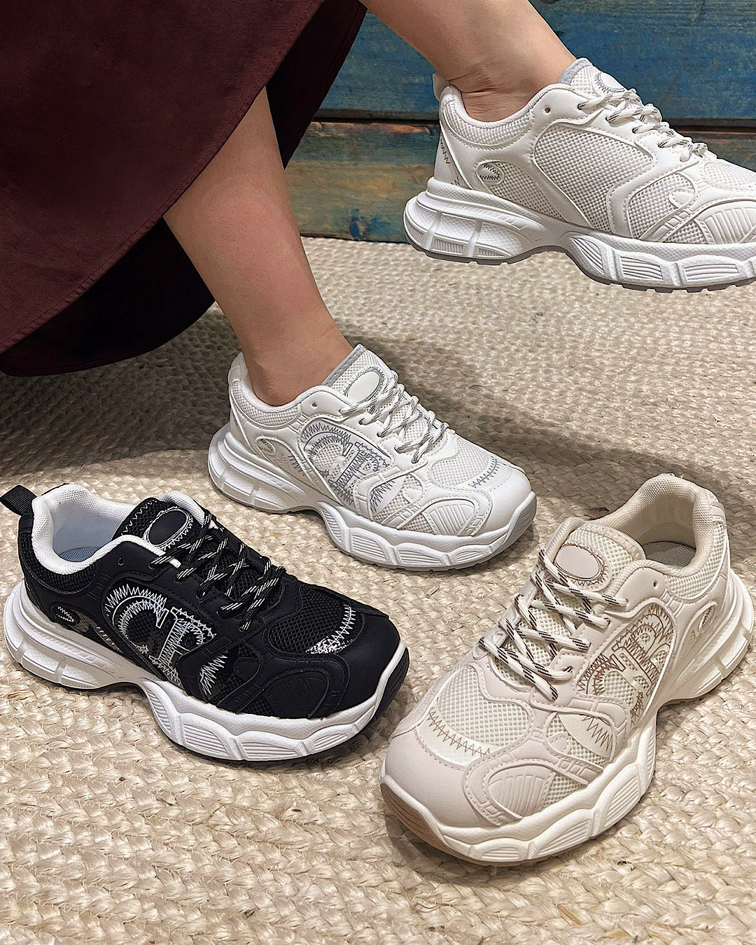 Black White D Chunky Trainers