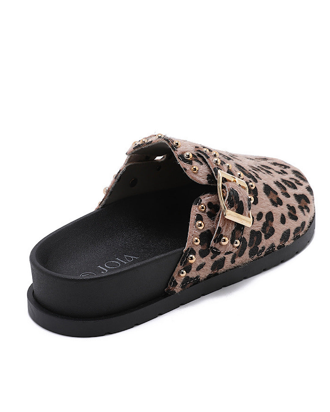 Leopard Print Studded Clogs