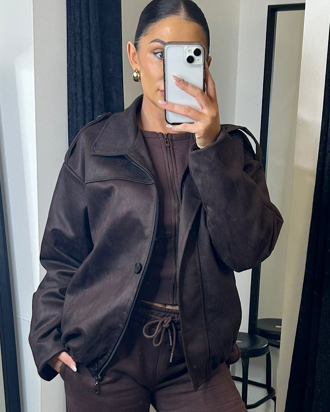 Brown Faux Suede Jacket