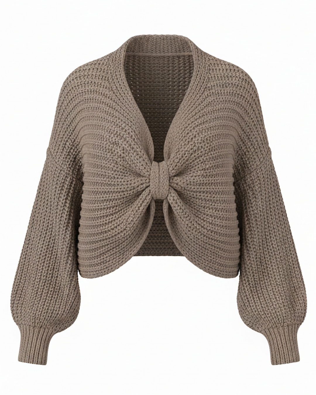 Taupe Batwing Knot Back Knit