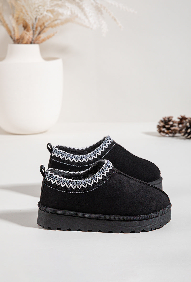 Kids Black Faux Suede Boots