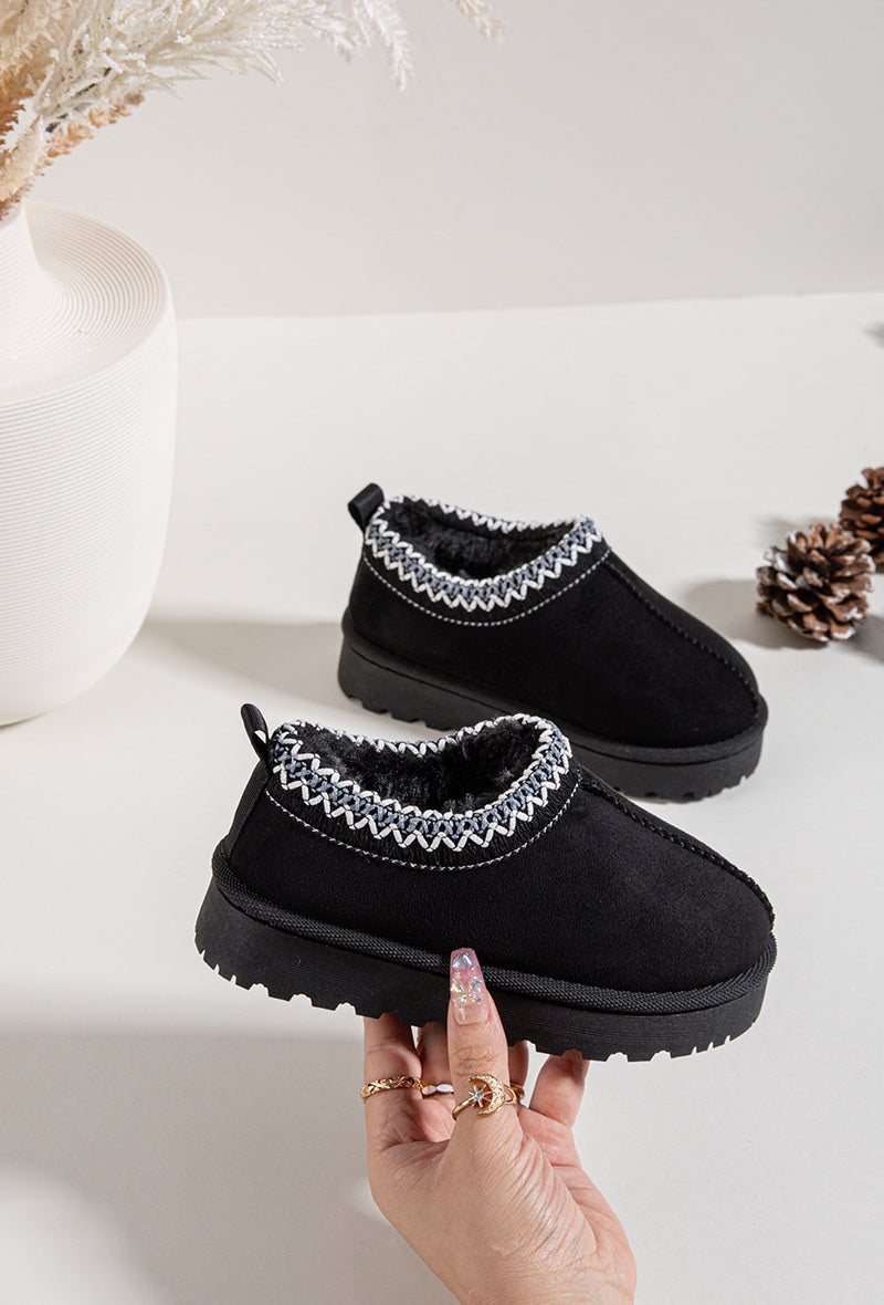 Kids Black Faux Suede Boots