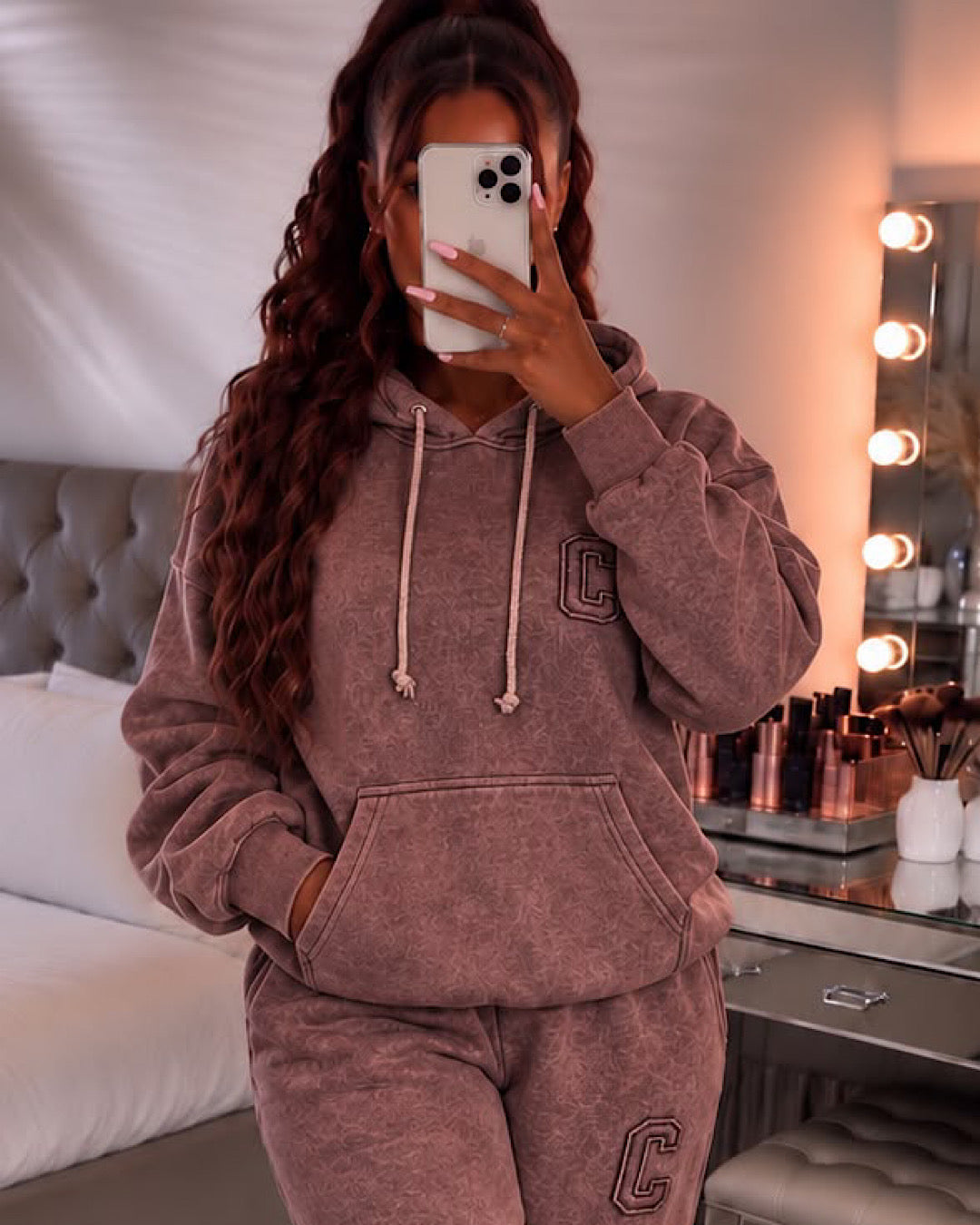 Brown Hooded Acid Wash Suit