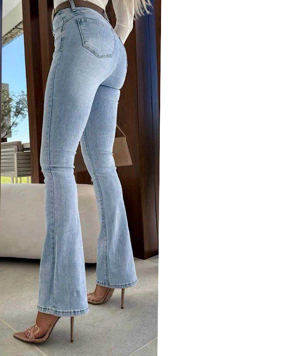 Stretch Flared Light Blue Jeans