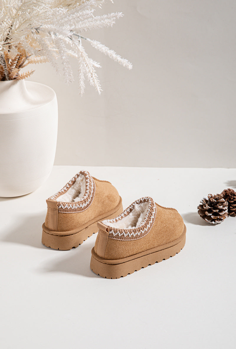 Kids Camel Faux Suede Boots