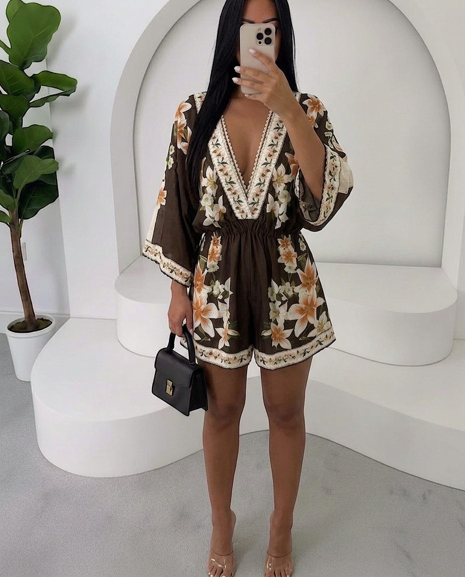 Chocolate Floral Playsuit