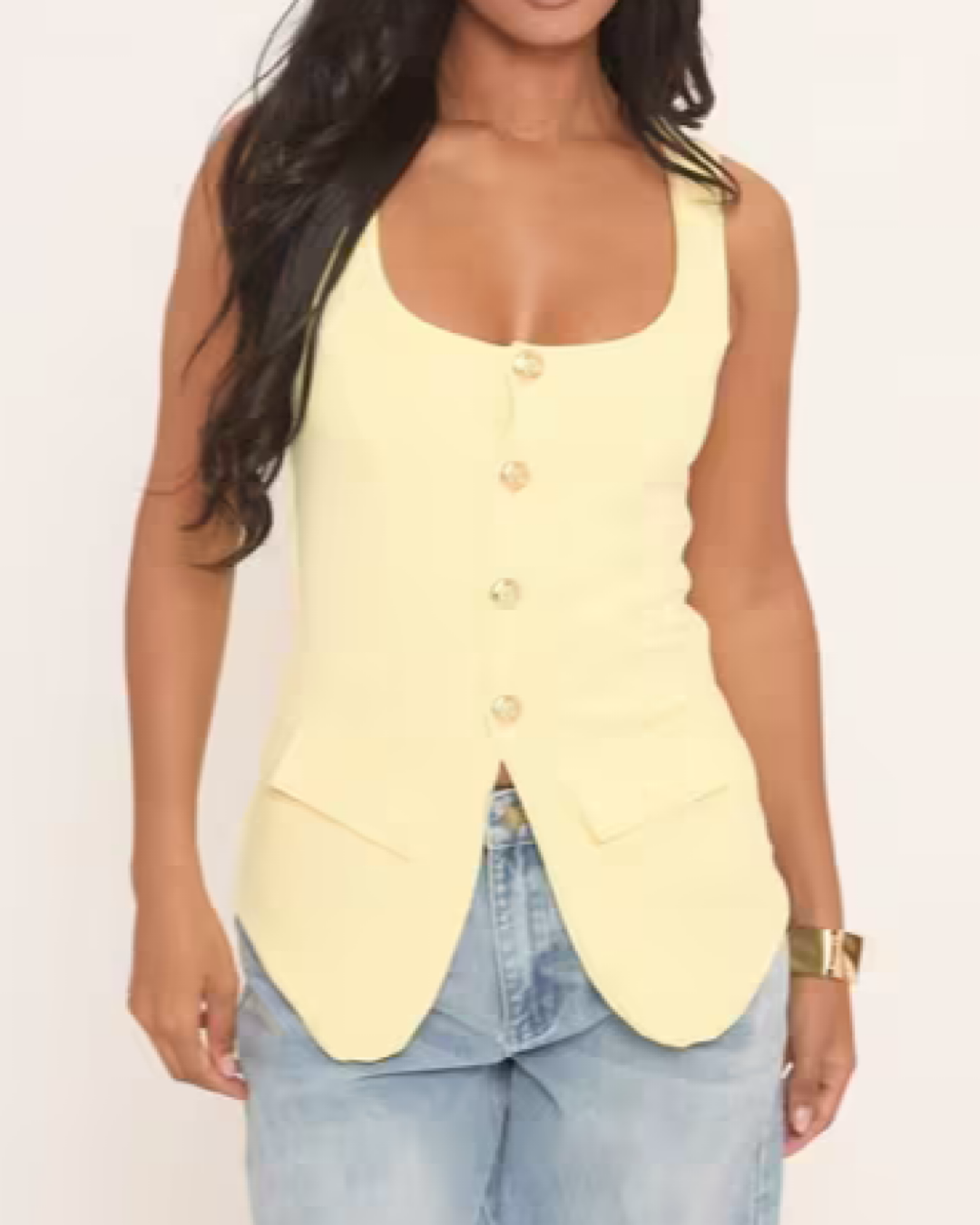 Lemon Waistcoat with Gold Buttons