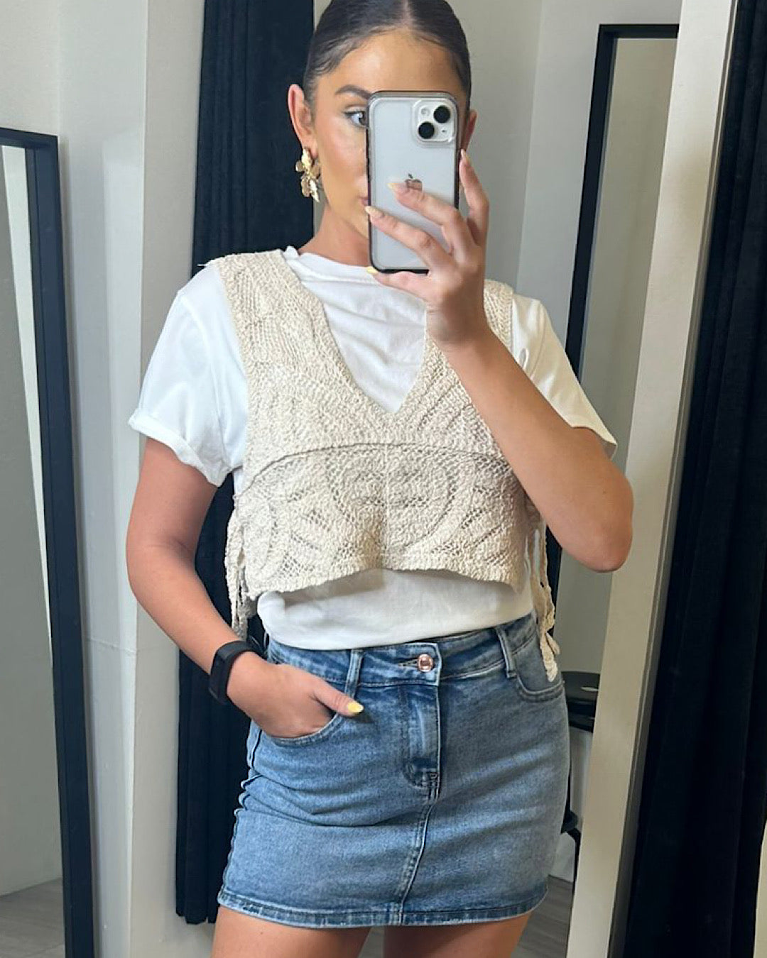 Blue Denim Shorts Skirt