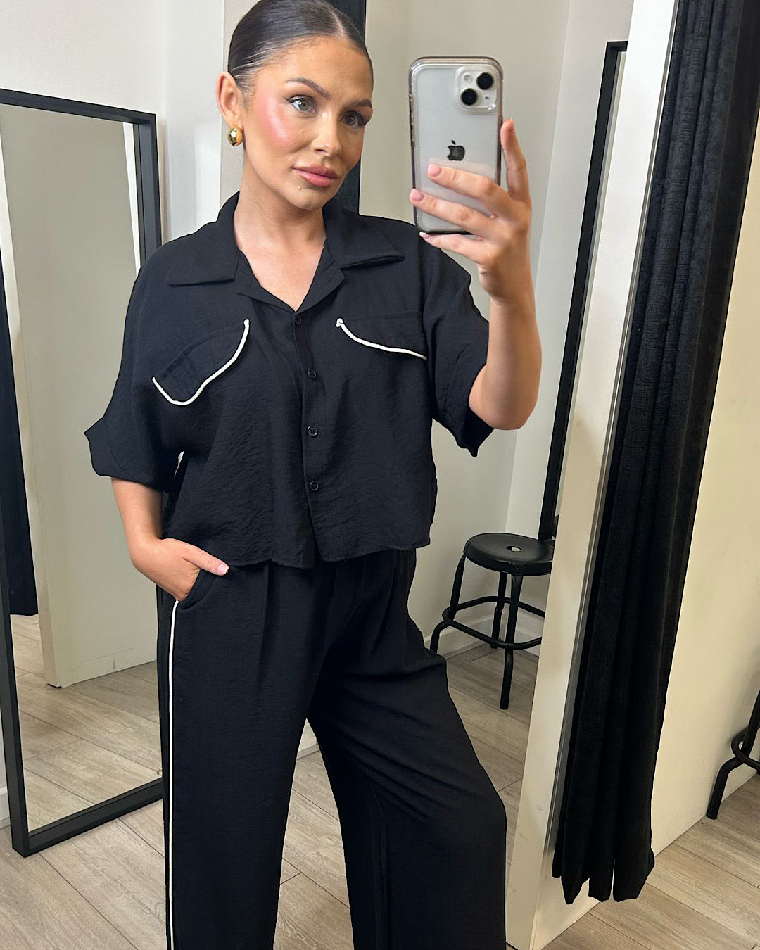 Black Shirt and Trousers Co Ord Suit