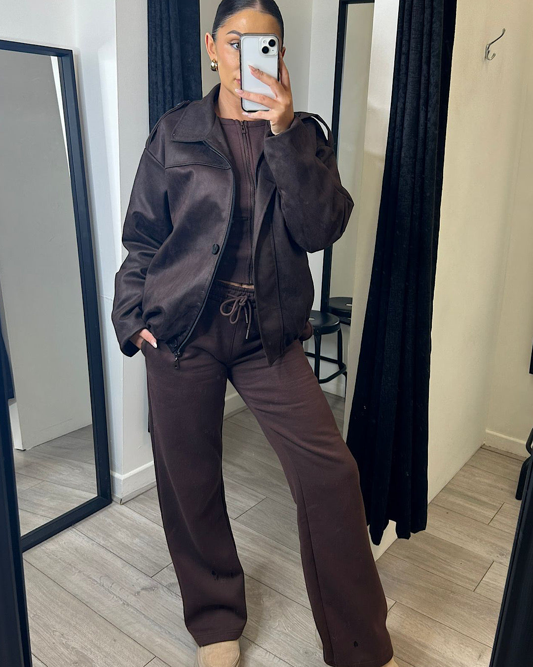 Brown Faux Suede Jacket