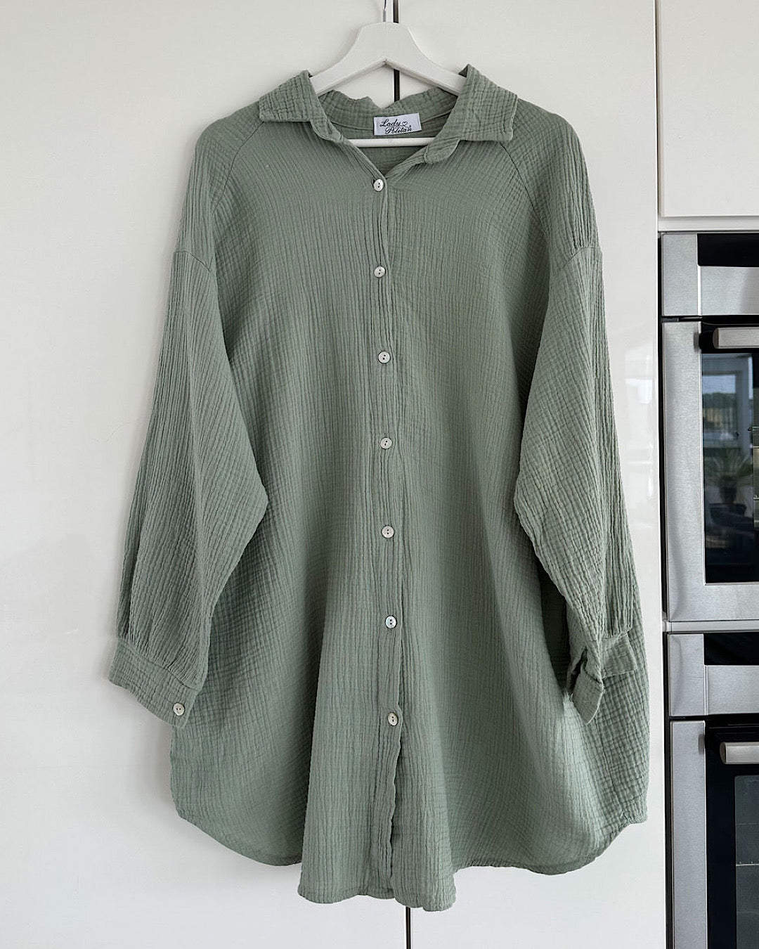 Khaki Oversized Glitter Eye Shirt