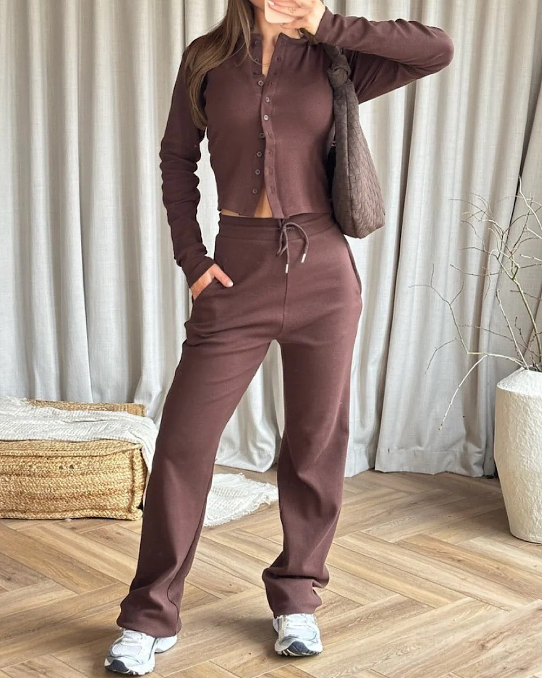 Chocolate Button Up Suit