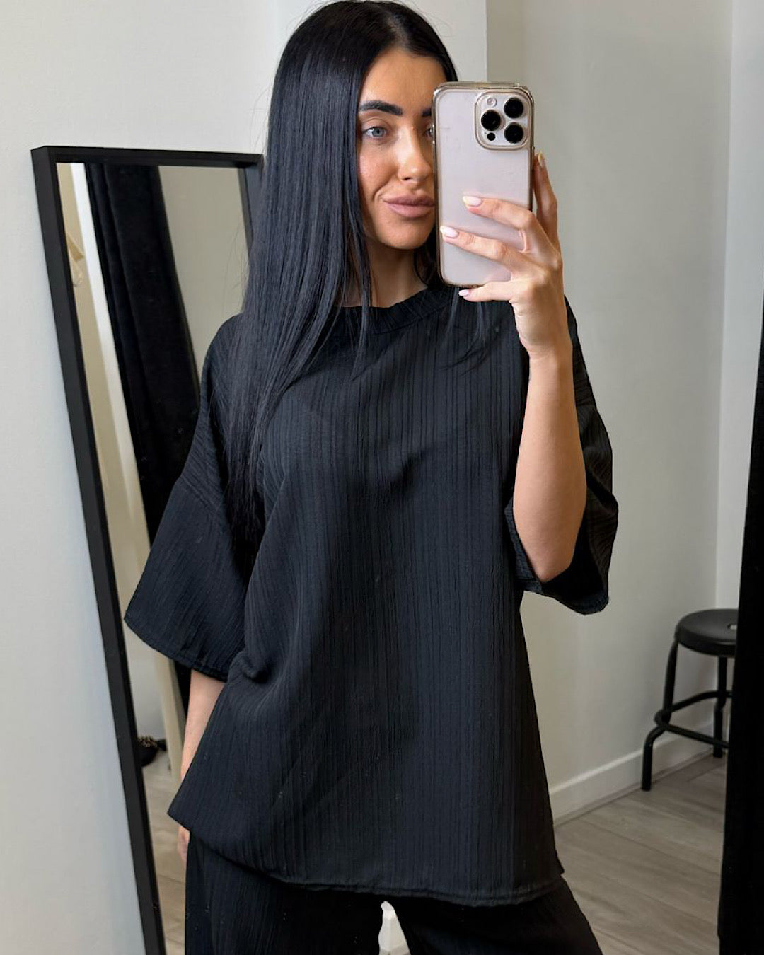 Black Oversized Top and Trousers Suit