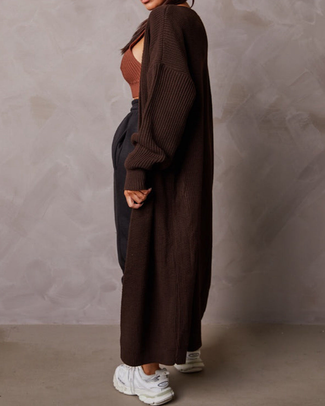 Brown Oversized Maxi Cardigan