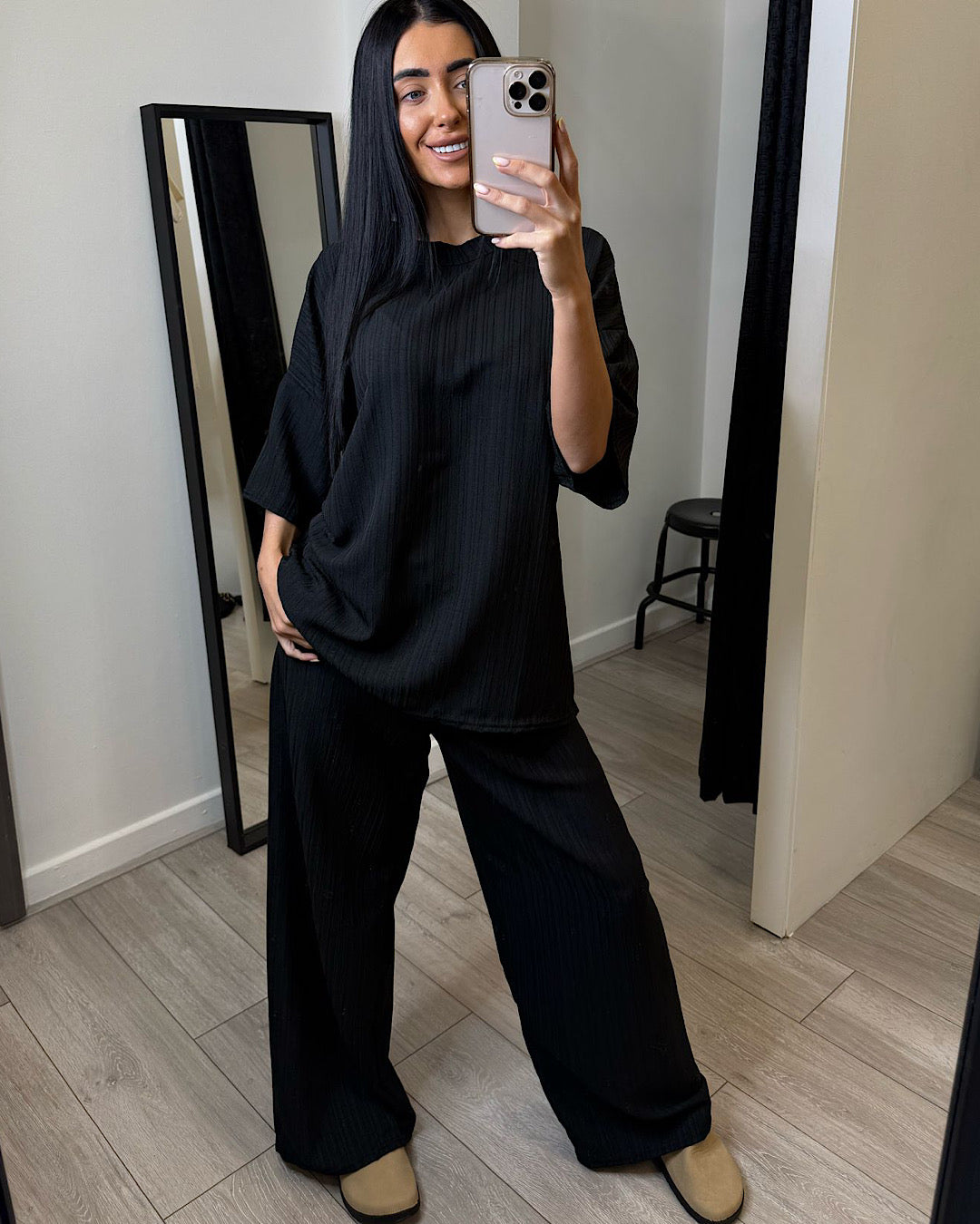 Black Oversized Top and Trousers Suit